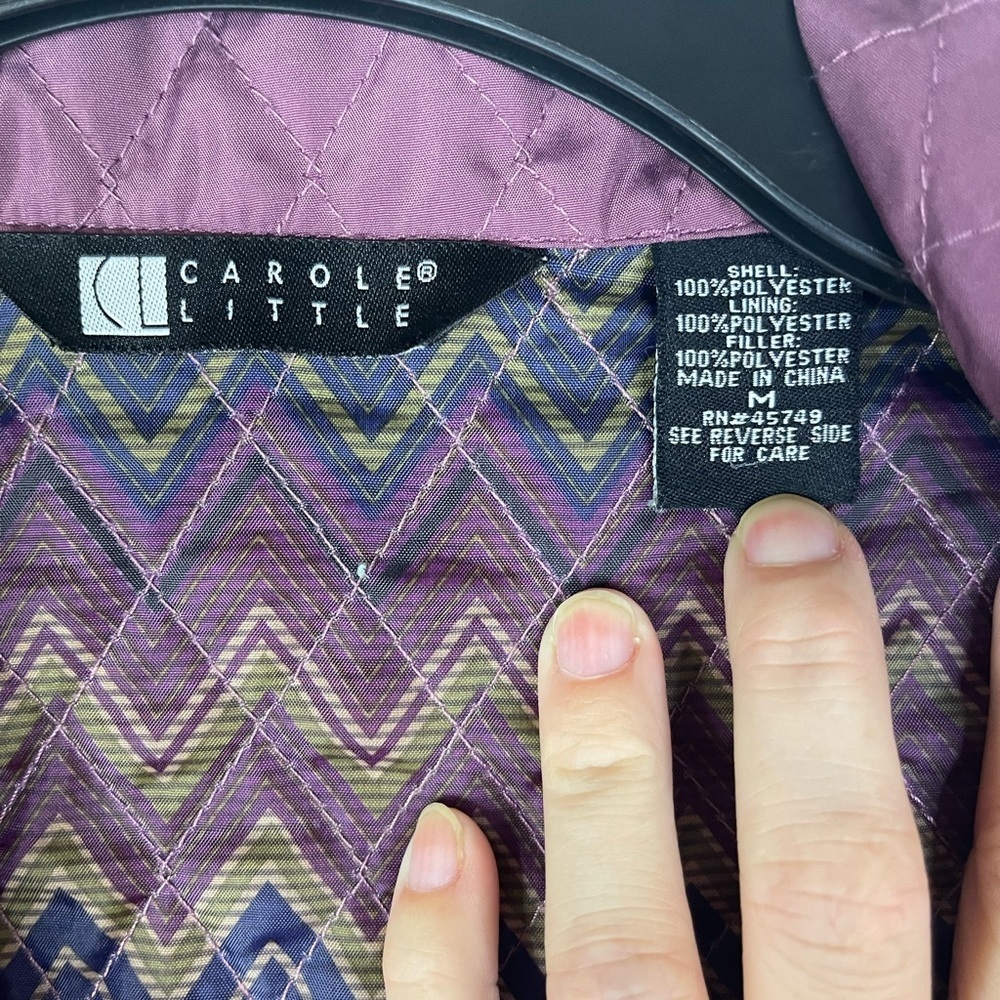 Carole Little purple quilted jacket with pattern on the inside. - Picture 4 of 6
